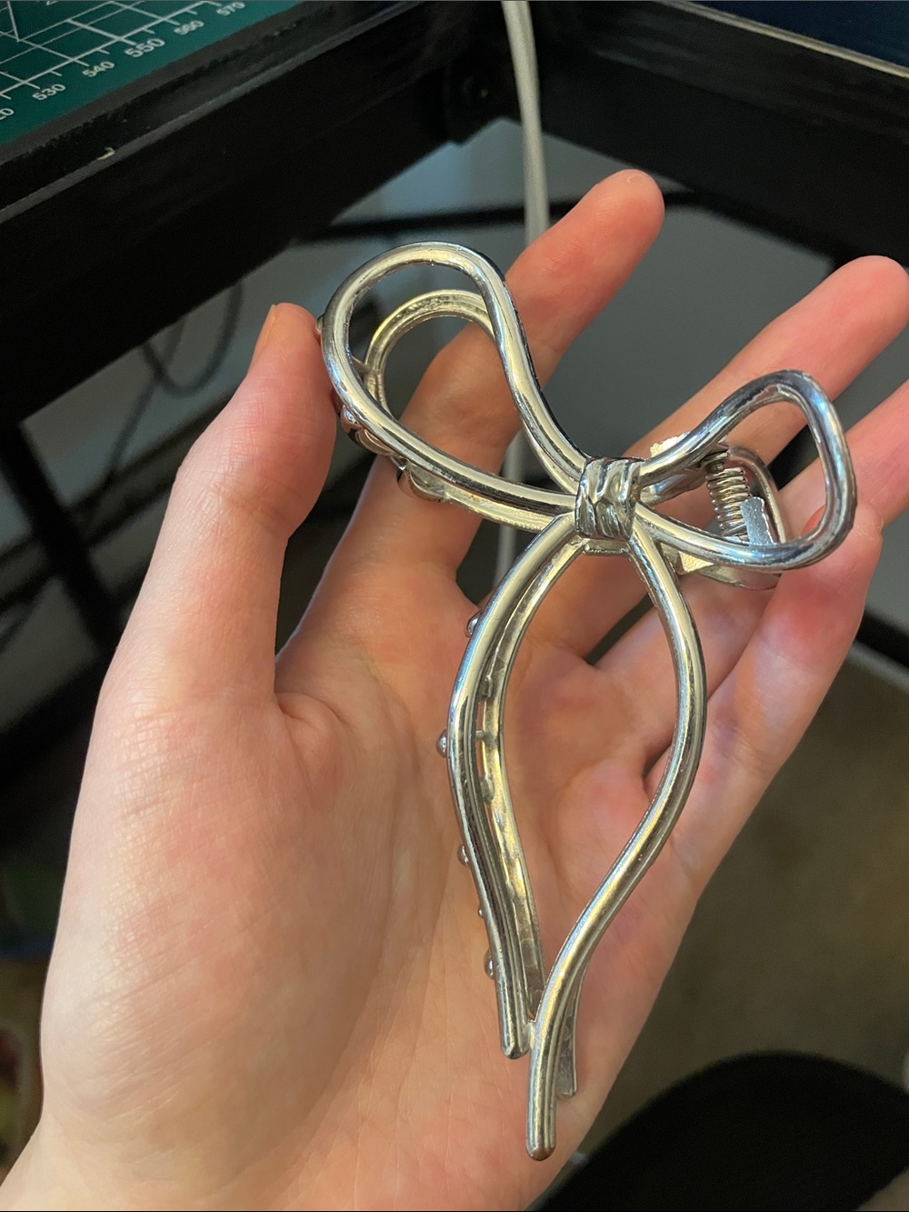 Silver Bow Hair Clip - Women Accessories